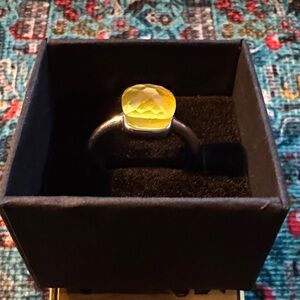 Yellow Cushion-Cut Gemstone Ring - Stainless Steel band - Women Jewelry